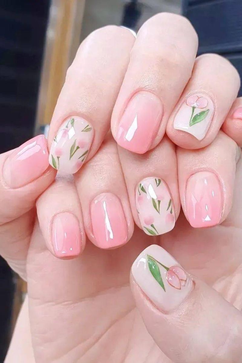 Ảnh vẽ nail hoa tulip 1