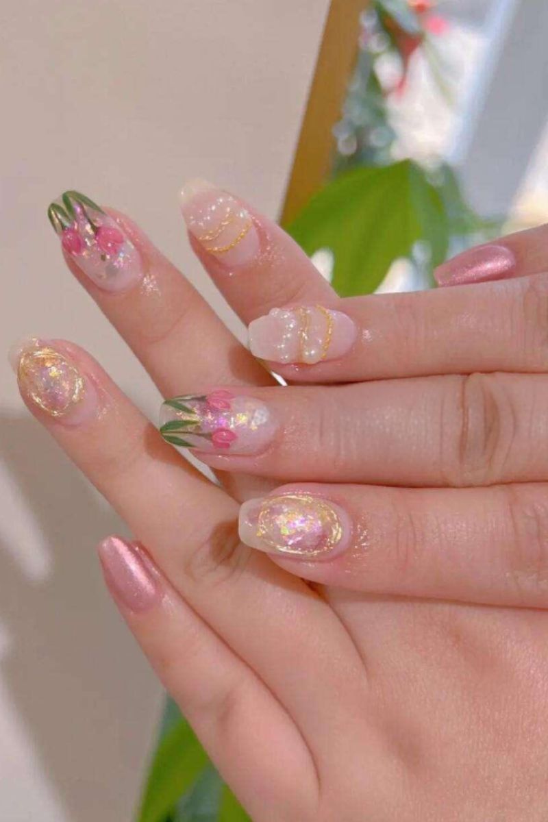 Ảnh vẽ nail hoa tulip 19