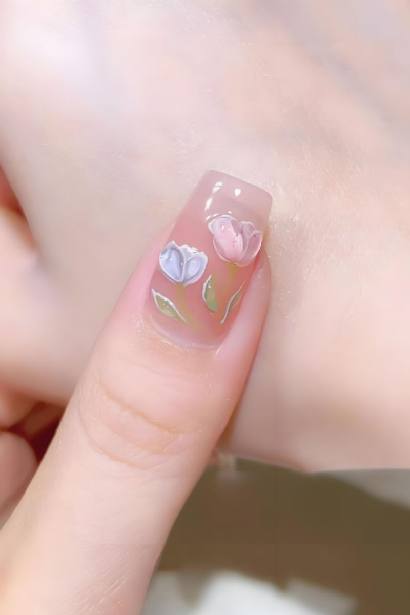 Ảnh vẽ nail hoa tulip 6